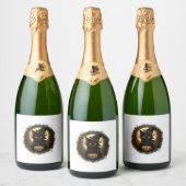 黒猫ウィッチカボチャのムーンハロウィン不気味ウム スパークリングワインラベル (ボトル)