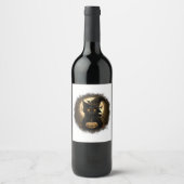 黒猫ウィッチカボチャのムーンハロウィン不気味ウム ワインラベル (正面)