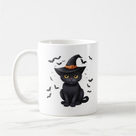 黒猫ウィッチハットハロウィーン秋不気味かわいい コーヒーマグカップ