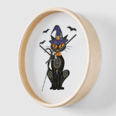 黒猫ウィッチハロウィーンTシャツ 壁時計 (傾斜)