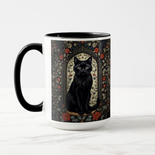 黒猫ウィリアム・モリスインスパイア マグカップ (左)