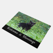 黒猫ウェルカムと恵み ドアマット (アングル)