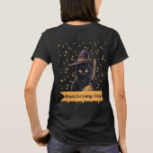 黒猫エナジーのみの魔女猫デザイン Tシャツ (裏面)