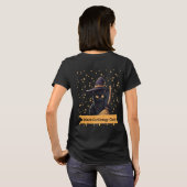 黒猫エナジーのみの魔女猫デザイン Tシャツ (裏面フル)
