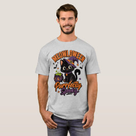黒猫エナジーゴシックTシャツ｜ハロウィンペットのデザイン Tシャツ