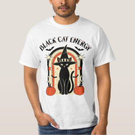 黒猫エネルギーの魔女のハロウィンTシャツ Tシャツ