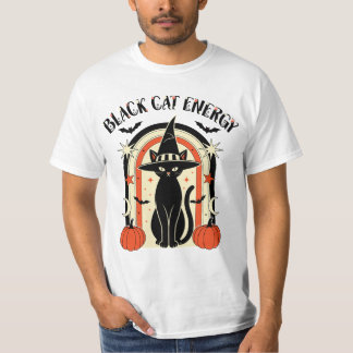 黒猫エネルギーの魔女のハロウィンTシャツ Tシャツ