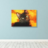 黒猫オリーブ キャンバスプリント (インサイチュ (ウッドフロア))