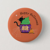 黒猫オレンジのハロウィンボタン 缶バッジ (正面)