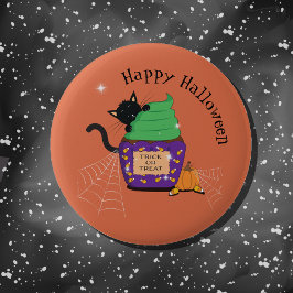 黒猫オレンジのハロウィンボタン 缶バッジ