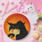 黒猫オレンジムーン ペーパープレート (パーティー)