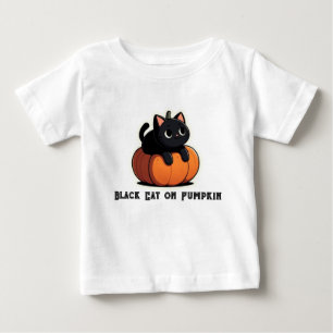 黒猫オンカボチャ ベビーTシャツ