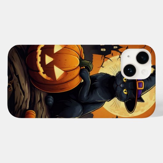 黒猫オンカボチャ Case-Mate iPhoneケース (裏面 (横))