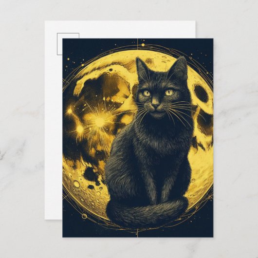 黒猫オンザムーン ポストカード (正面/裏面)