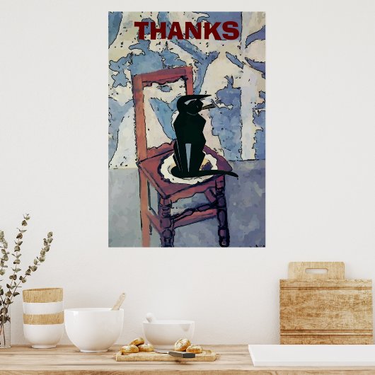 黒猫オンチェア ポスター (キッチン)