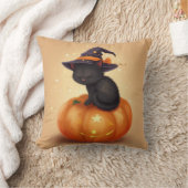 黒猫オンパンプキンハロウィーン角枕 クッション (ブランケット)