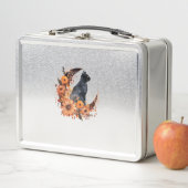 黒猫オンフローラムーンパンプキンブラックキャットハロー メタルランチボックス (インサイチュ)