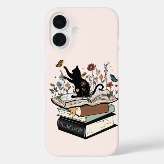 黒猫オンブックおもしろい猫 Case-Mate iPhoneケース (裏面)
