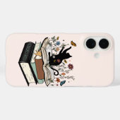 黒猫オンブックおもしろい猫 Case-Mate iPhoneケース (裏面 (横))