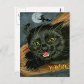 黒猫オンブルームハロウィンポストカード ポストカード (正面/裏面)