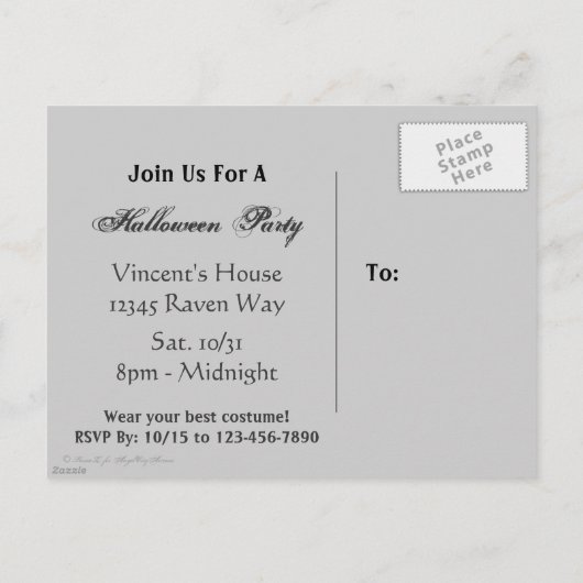 黒猫カスタム招待状葉書 インビテーションポストカード (裏面)