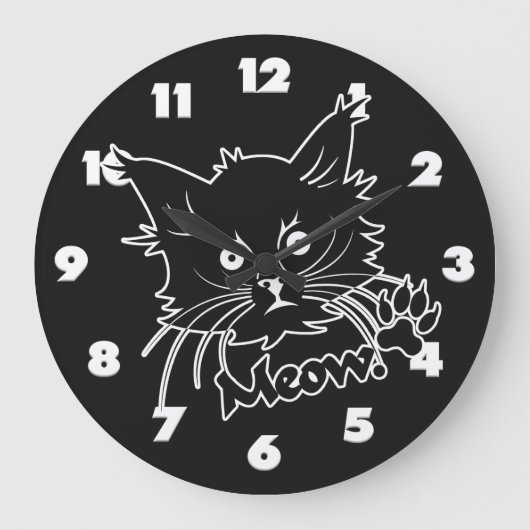 黒猫カスタム時計 ラージ壁時計 (正面)