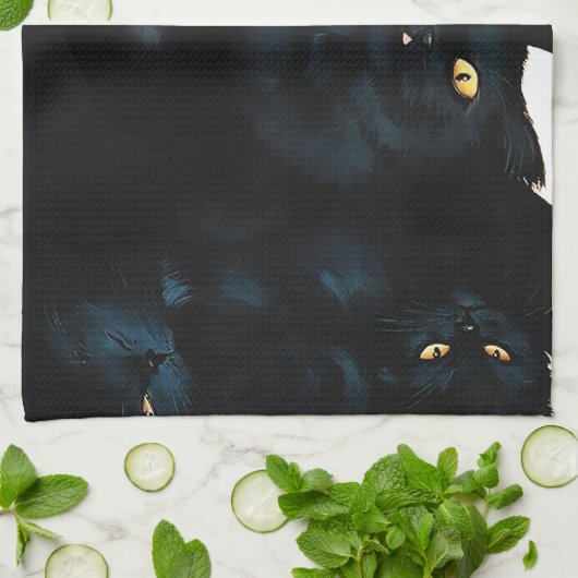 黒猫カドル キッチンタオル (折り畳み)