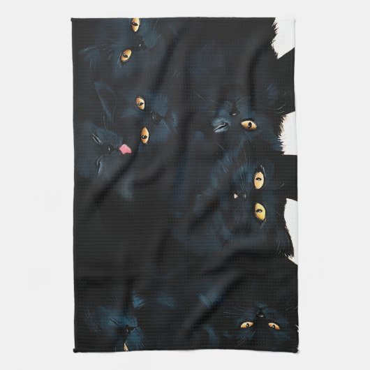 黒猫カドル キッチンタオル (縦)