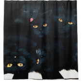 黒猫カドル シャワーカーテン (正面)