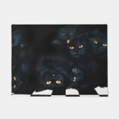 黒猫カドル ドアマット (正面)