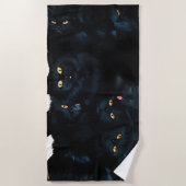 黒猫カドル ビーチタオル (正面)