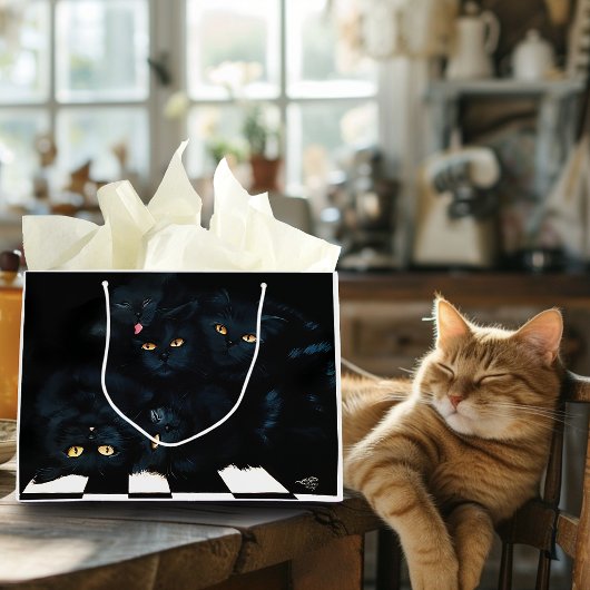 黒猫カドル ラージペーパーバッグ