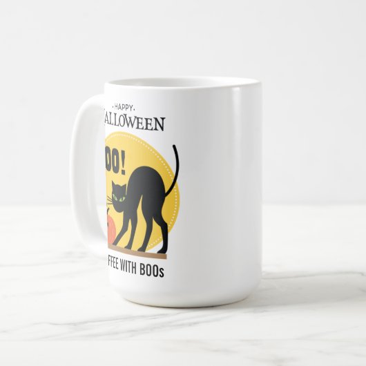 黒猫カボチャとボスハロウィーン コーヒーマグカップ (正面左)