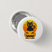 黒猫カボチャのハロウィンコスチューム 缶バッジ (正面&裏面)