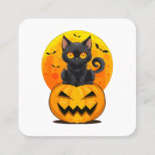 黒猫カボチャのハロウィーンの衣装 スクエア名刺 (裏面)