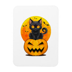 黒猫カボチャのハロウィーンの衣装 マグネット