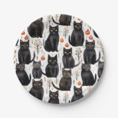 黒猫カボチャのハロウィーン ペーパープレート (正面)