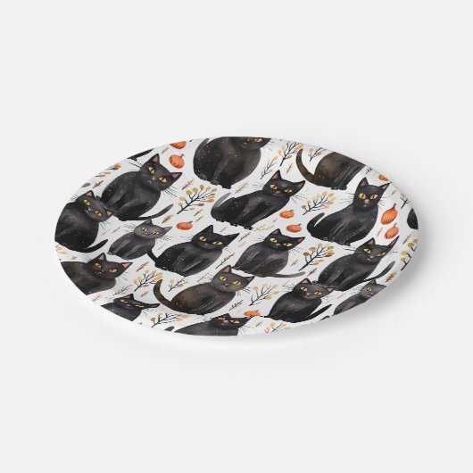 黒猫カボチャのハロウィーン ペーパープレート (アングル)