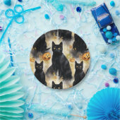 黒猫カボチャのハロウィーン ペーパープレート (パーティー)