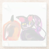 黒猫カボチャの喜び ガラスコースター (裏面)