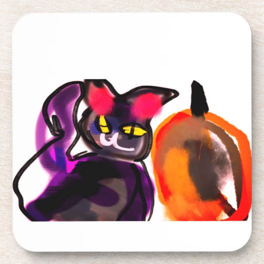 黒猫カボチャの喜び コースター (正面)