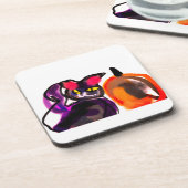 黒猫カボチャの喜び コースター (左側)