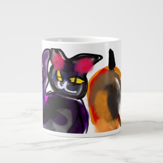 黒猫カボチャの喜び ジャンボコーヒーマグカップ (正面)