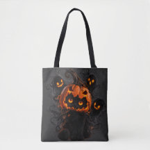 黒猫カボチャハロウィントートバッグ - スプーキーゴースト
