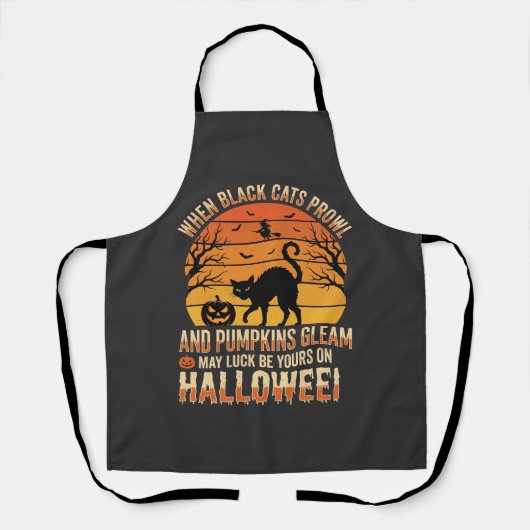 黒猫カボチャハロウィンベクトルデザイン エプロン (正面)
