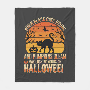 黒猫カボチャハロウィンベクトルデザイン フリースブランケット
