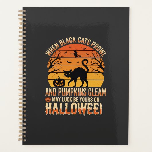 黒猫カボチャハロウィンベクトルデザイン プランナー手帳 (正面)