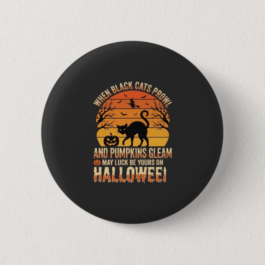 黒猫カボチャハロウィンベクトルデザイン 缶バッジ (正面)