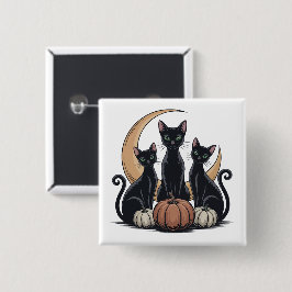 黒猫カボチャ月ゴシックハロウィーンボタン 缶バッジ