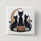 黒猫カボチャ月ゴシックハロウィーンボタン 缶バッジ (正面)